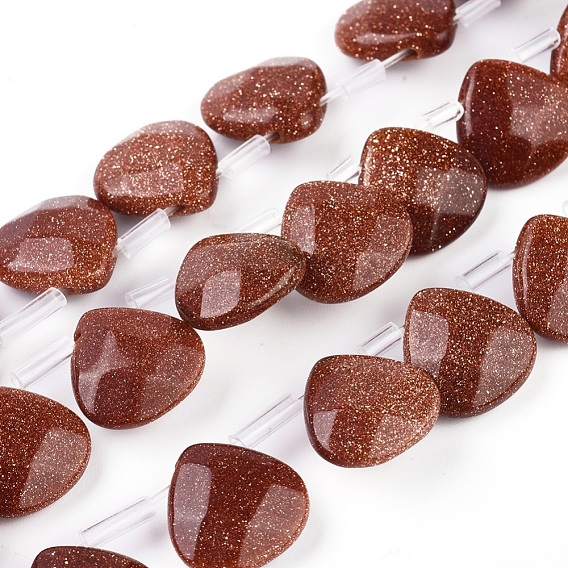 Синтетические голдстоуновские бисер пряди, сверху просверленные бусы, граненые, слеза