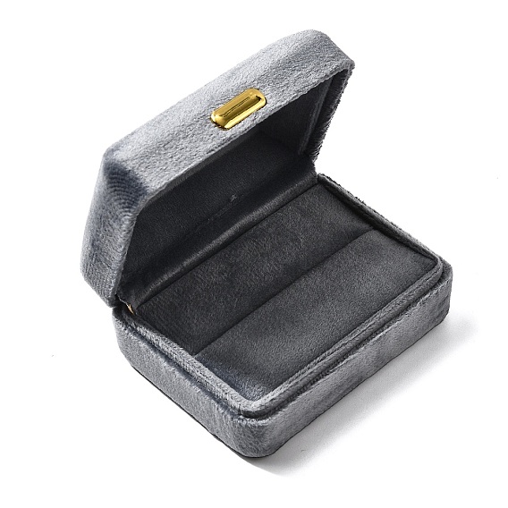 Прямоугольная бархатная коробочка для хранения с двойным кольцом, Подарочный футляр для ювелирных изделий с железным зажимом, для колец