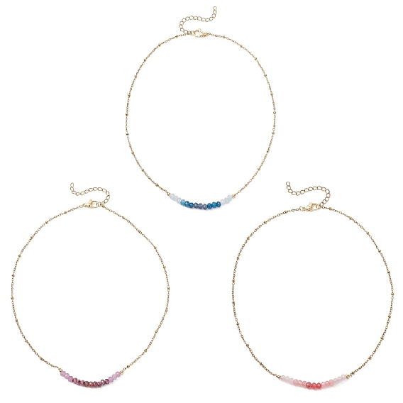 Окрашенный натуральный малайзийский нефрит, ограненные бусины-рондели 304 Женские ожерелья-цепочки из нержавеющей стали, золотые