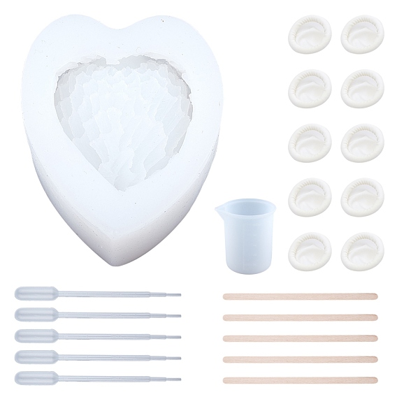 Силиконовые формы для подноса с сердечками, формы для литья смолы, для уф-смолы, изготовление ювелирных изделий из эпоксидной смолы, 100 мерный стаканчик силиконовый клей инструмент и палочки для мороженого березовые деревянные