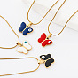 304 Collares con colgante de mariposa y ojo turco de acero inoxidable esmaltado para hombres y mujeres, dorado