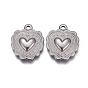 304 кулон с текстурой из нержавеющей стали, Сердце с рисунком