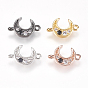 Brass Micro Pave Cubic Zirconia Links, Cadmium Free & Lead Free, Moon