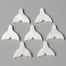 Natural Freshwater Shell Beads, Half Drilled, Mermaid Tail Shape