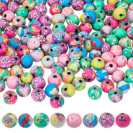 SUPERFINDINGS 200Pcs 8 Colors Handmade Polymer Clay Beads, Round