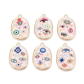 Печатные эмали подвески сплава, овальные амулеты и оберег от сглаза, стойки покрытие, без кадмия и без свинца и без никеля, золотые