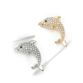 Alloy Rhinestone Brooch for Backpack Clothes, Dolphin