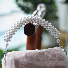 Woven Style Plastic Imitation Pearl Beads Bag Handles, with Metal Clasp, for Bag Straps Replacement Accessories