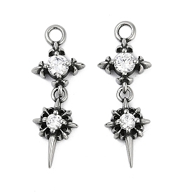 316 кулоны из хирургической нержавеющей стали с микропаве и кубическим цирконием., античное серебро, Подвеска в виде цветка и звезды