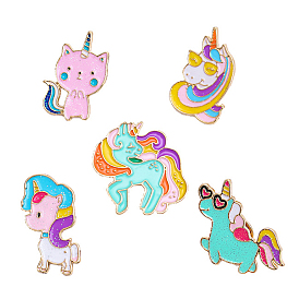 Unicorn Enamel Pin, Light Gold Alloy Brooch for Backpack Clothes