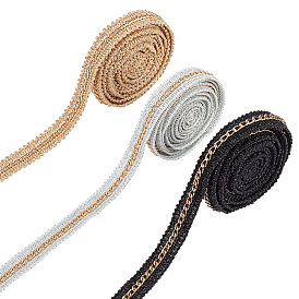 Nylon Trim Ribbon, with Aluminium Curb Chains, for Cloth DIY Making Decorate