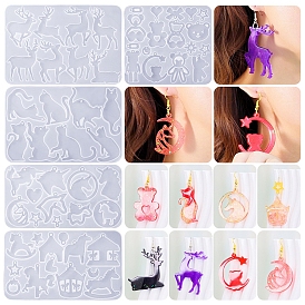Unicorn/Horse/Cat Shape/Deer/Bear Earrings Pendants DIY Silicone Mold, Resin Casting Molds, for UV Resin, Epoxy Resin Craft Making
