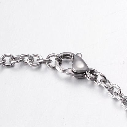 304 Stainless Steel Charm Bracelets, Cross, with Lobster Clasp