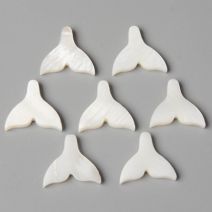 Natural Freshwater Shell Beads, Half Drilled, Mermaid Tail Shape