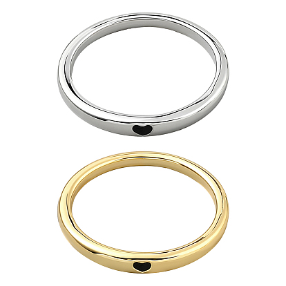 2 шт. 2 цвета латунные кольца для пальцев, Сердце Pattern