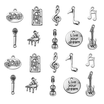 100шт 10 стили подвески из сплава в тибетском стиле не содержат свинца и кадмия, музыкальные элементы