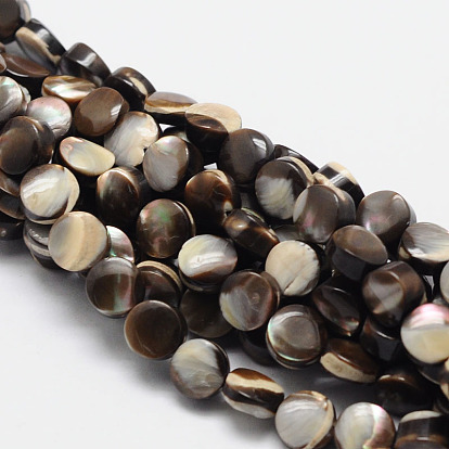 Dyed Natural Sea Shell Flat Round Bead Strands