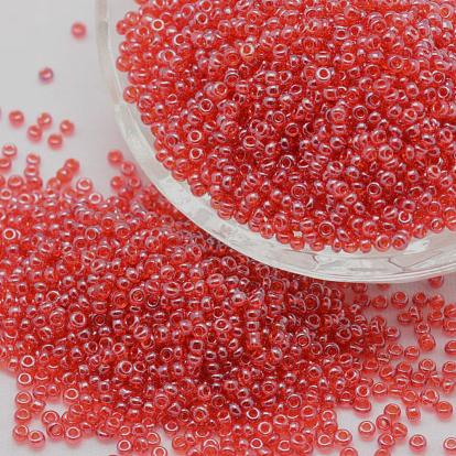 Round Glass Seed Beads, Grade A, Transparent Colours Lustered