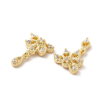 Brass Micro Pave Cubic Zirconia Cabochons, Nail Art Decorations, Butterfly