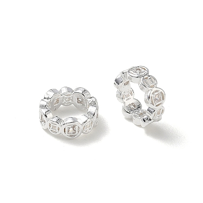 Brass Large Hole Beads, Ring with Copper Cash