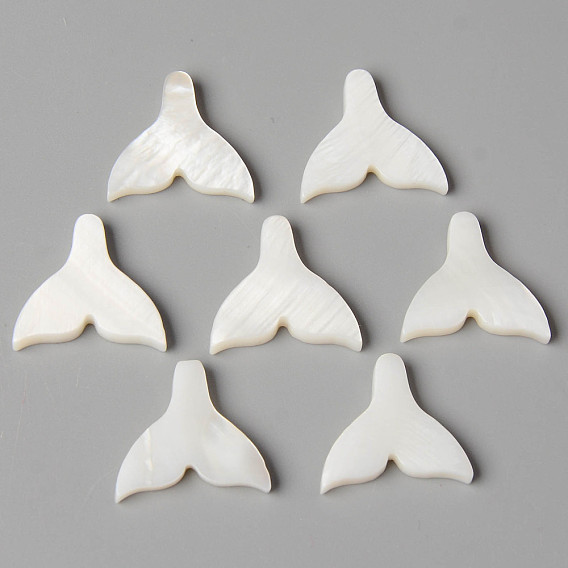 Natural Freshwater Shell Beads, Half Drilled, Mermaid Tail Shape