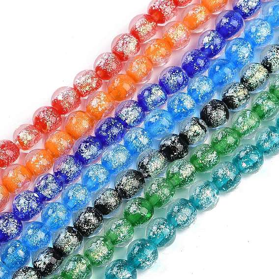 Ручная работа золотой фольги Lampwork бисер пряди, круглые