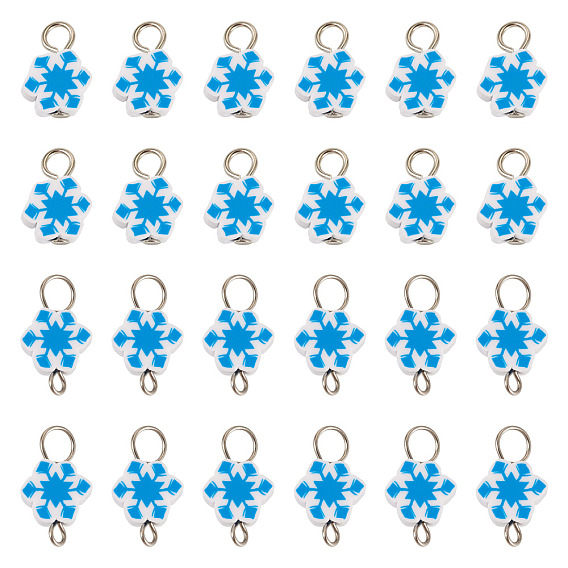 100 шт. 2 стильные подвески и подвески из полимерной глины ручной работы, снежинка, с железной фурнитурой