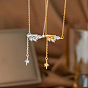 Подвеска в виде крыла из прозрачного кубического циркония с инкрустацией в виде звезды 304 цепочка из нержавеющей стали для женщин
