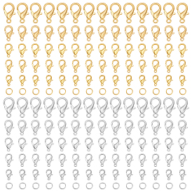 120Pcs 10 Styles Zinc Alloy Lobster Claw Clasps, Parrot Trigger Clasps, Cadmium Free & Lead Free, Jewelry Making Findings, with 400Pcs 2 Colors Iron Open Jump Rings