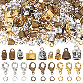 Набор для изготовления ювелирных изделий своими руками, включая концы шнура из сплава и застежки-лобстеры, латунные кольца прыжок открыт