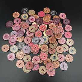 2-hole Painted Wooden Buttons, Flower