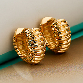 Vintage-inspired 18K Gold-Plated Threaded Hoop Earrings for Women
