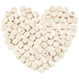 100piezas de cuentas cúbicas facetadas de madera sin acabado, cuentas de madera natural, sin plomo