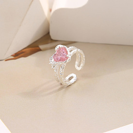 Chic and Elegant Heart-shaped Silver Ring for Women - Unique Design, High-end Feel!