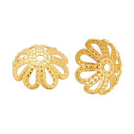 Brass Bead Caps, Multi-Petal, Real 18K Gold Plated