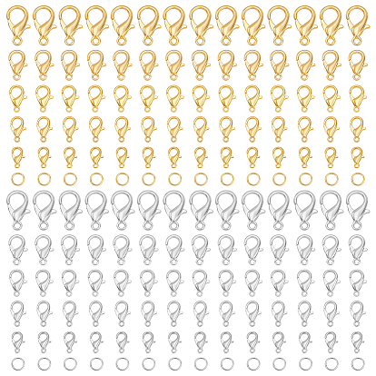 120Pcs 10 Styles Zinc Alloy Lobster Claw Clasps, Parrot Trigger Clasps, Cadmium Free & Lead Free, Jewelry Making Findings, with 400Pcs 2 Colors Iron Open Jump Rings