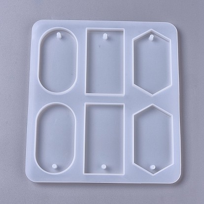 Silicone Molds, Pendant Resin Casting Molds, For UV Resin, Epoxy Resin Jewelry Making, Mixed Shapes, Oval & Rectangle & Hexagon