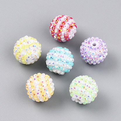 Полосатый узор из смолы, стразы, круглые бусины, шарики из жевательной резинки для самодельных ручек, изготовление ювелирных изделий