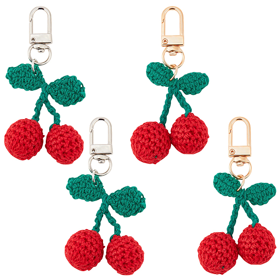 4шт 2 цвета вишневый шерсть вязание подвеска украшения, для брелка для наушников сумка подарок кулон украшение