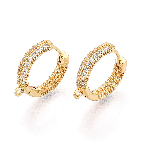Латунные серьги-кольца из прозрачного кубического циркония, кольцо, фурнитура для сережек Huggie Hoop, с петлей