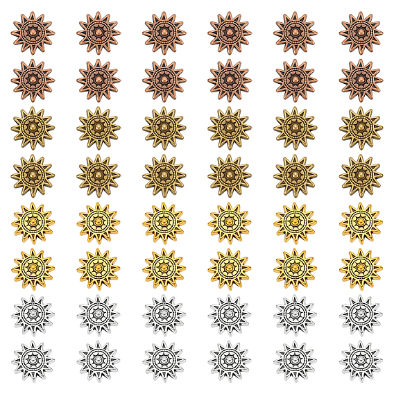 60 шт. 4 цвета тибетские бусины из сплава в форме солнца