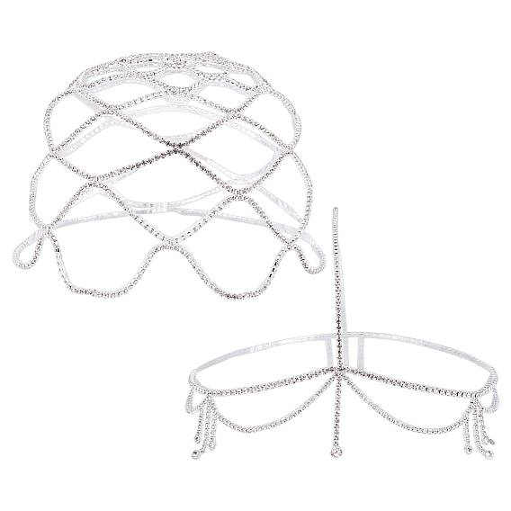 2 шт. 2 стили повязки на голову из сплава со стразами, аксессуары для волос для женщин и девушек