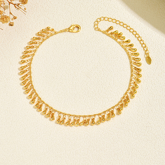 Летние пляжные женские браслеты на лодыжку из латуни с каплевидными кисточками