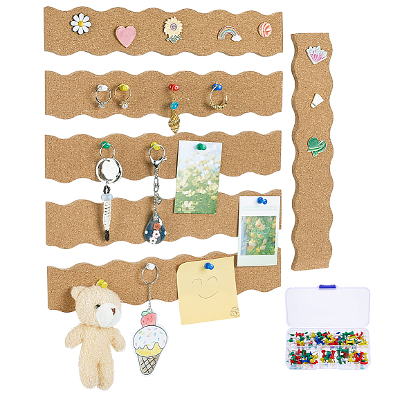 6шт. прямоугольные самоклеящиеся пробковые изоляционные листы, с 100шт. пластиковыми штифтами для ящиков