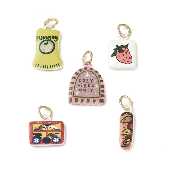 Выпечки расписные латунные подвески, золотые