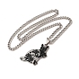 304 Stainless Steel Enamel Pendant Necklaces, Cat Shape