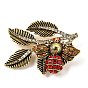 Bees & Leaf Alloy Rhinestone Lapel Pins Brooches for Backpack Clothes for Clothes