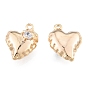 Brass Micro Pave Clear Cubic Zirconia Charms, Cadmium Free & Nickel Free & Lead Free, Heart