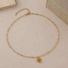 304 Подвеска в виде сердца из нержавеющей стали, цепочка-скрепка для женщин