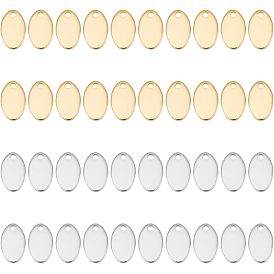 60 шт 2 цвета 304 подвески из нержавеющей стали, штамповка пустой метки, овальные